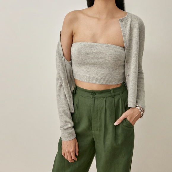 NWT Reformation Brio Cashmere Strapless tank and Cardigan set - Picture 2 of 7